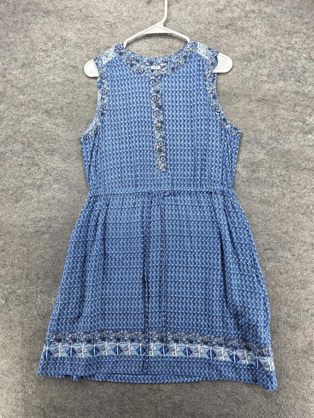 GAP Dress Womens M Blue Knee Length Fit & Flare Sundress Sleeveless Round Neck